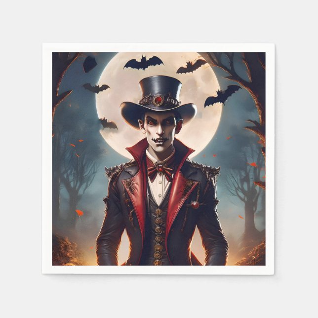 Guardanapo De Papel Halloween Steampunk Gótico Zumbi Vampiro (Frente)
