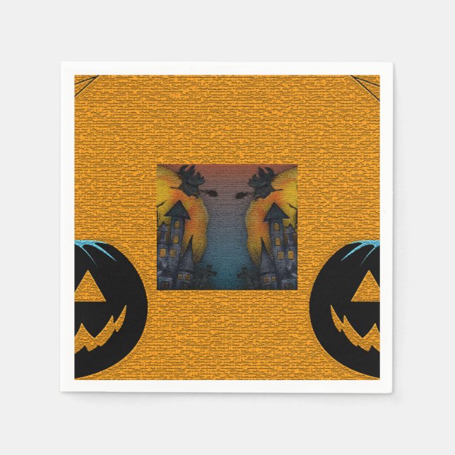 Guardanapo De Papel Halloween Theme Pumpkin e Casa Assombrada (Frente)
