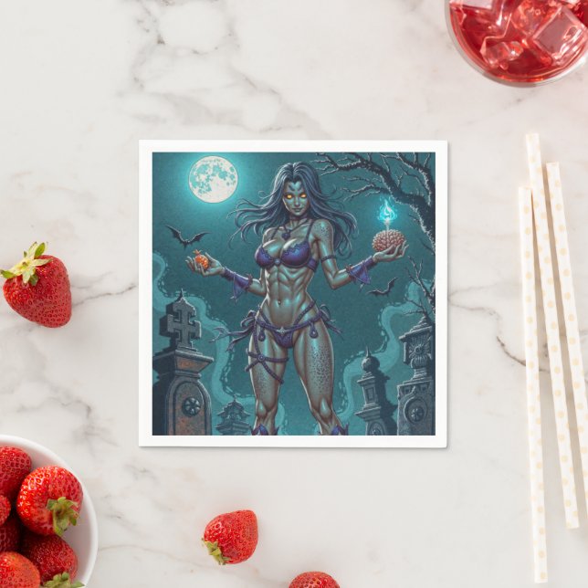 Guardanapo De Papel Halloween Treat ou Zombie Namorada w Cérebros (Insitu)