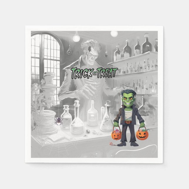 Guardanapo De Papel Halloween Truque ou Travessura Frankenstein (Frente)