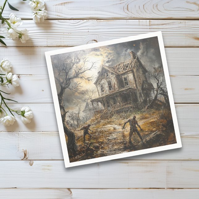 Guardanapo De Papel Halloween Vintage Casa Assombrada Zumbi (Criador carregado)