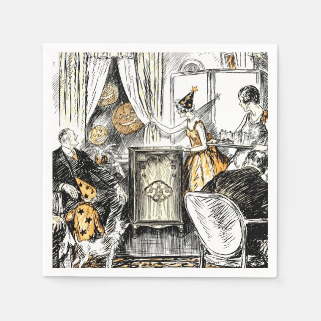 Guardanapo De Papel Halloween Vintage Flappers de papel (Frente)