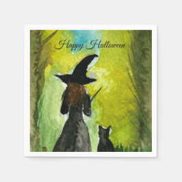 Guardanapo De Papel Halloween Witch Black Cat Woman Spells