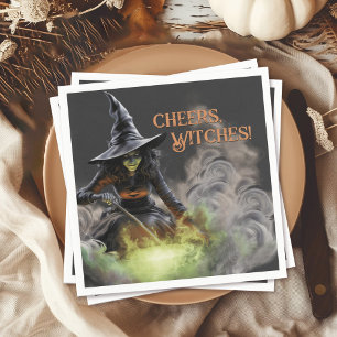Guardanapo De Papel Halloween Witch Stirring Cauldron