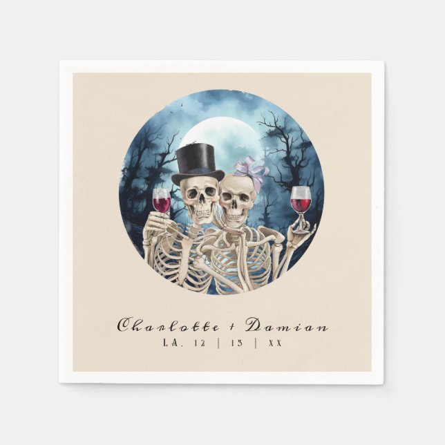 Guardanapo De Papel Hallowen Gothic Skulls Tarot O Casamento Dos Amant (Frente)