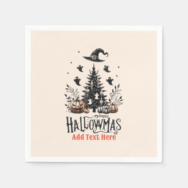 Guardanapo De Papel Hallowmas Halloween Mashup de Natal (Frente)