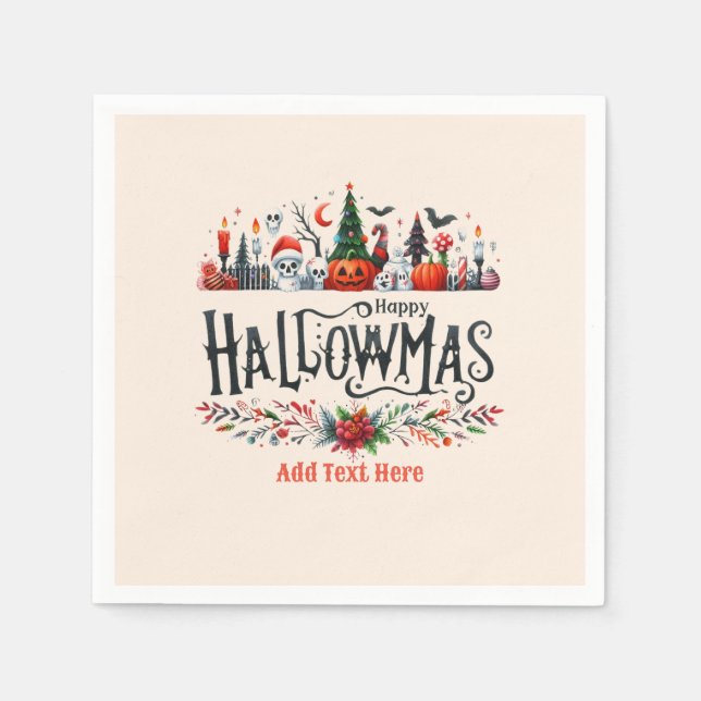 Guardanapo De Papel Hallowmas Halloween Mashup de Natal (Frente)