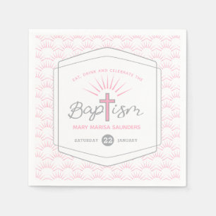 Guardanapo De Papel Halo do baptismo e rosa do costume da cruz