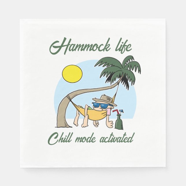 Guardanapo De Papel Hammock Life Chill Mode Ativado Cartoon Engraçado (Frente)