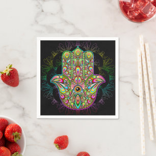 Guardanapo De Papel Hamsa Fatma Mão Arte Psicodélica