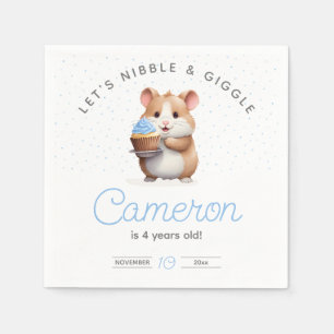 Guardanapo De Papel Hamster cupcake azul, bolha e aniversário gigante