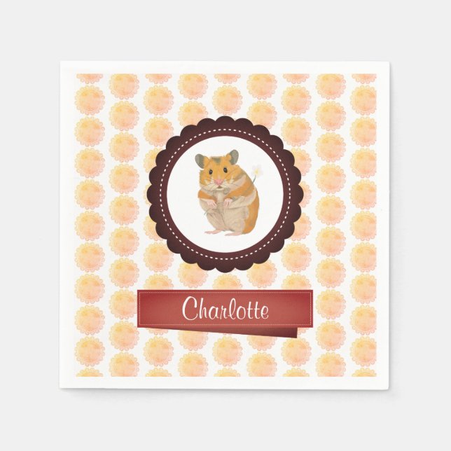 Guardanapo De Papel Hamster das Meninas Vermelhas e Rosa (Frente)