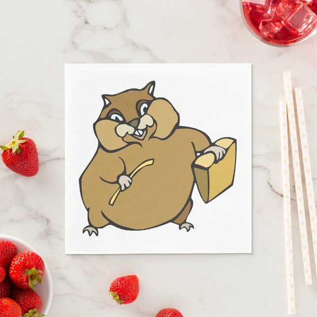 Guardanapo De Papel Hamster de desenho animado marrom com queijo (Criador carregado)