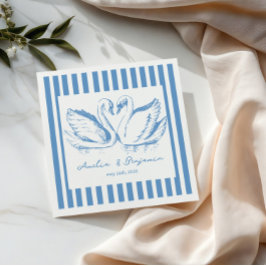 Guardanapo De Papel hand drawn Blue Couple Swan Whimsical Wedding