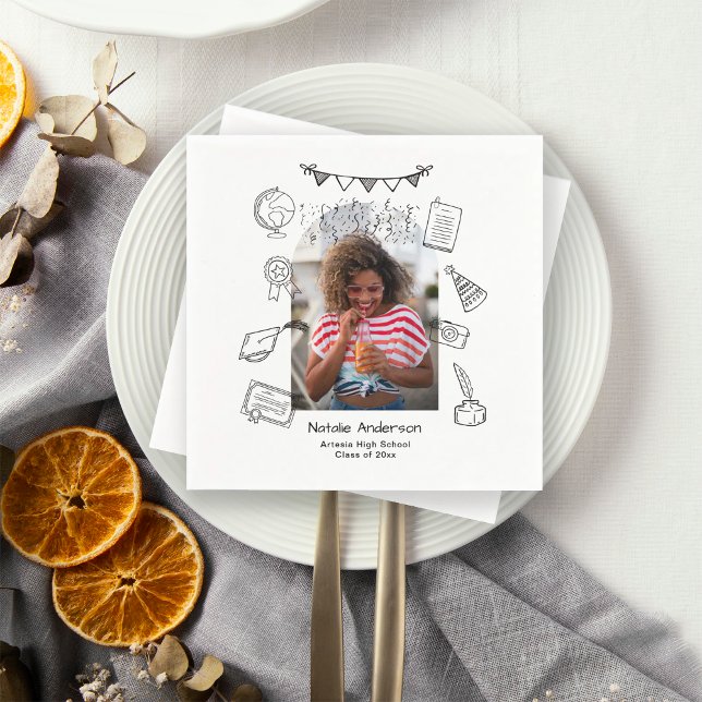 Guardanapo De Papel Hand Drawn Chic Arch Photo Graduate Party (Criador carregado)