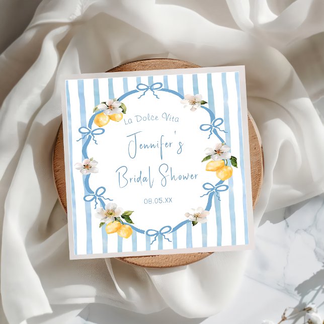 Guardanapo De Papel Hand Drawn Coastal Italian Lemon Bridal Shower (Criador carregado)