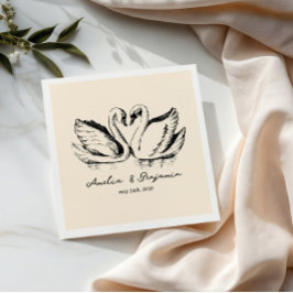 Guardanapo De Papel hand drawn Couple Swan Whimsical Wedding
