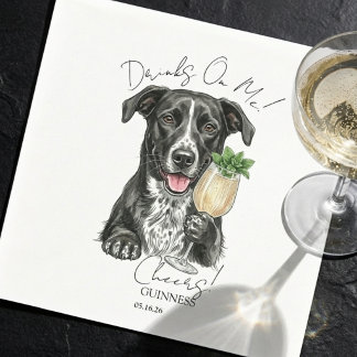 Guardanapo De Papel Hand Drawn Dog Portrait Signature Drink 