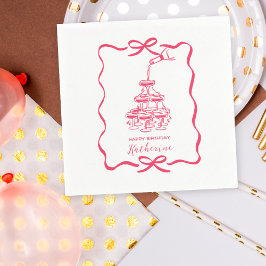 Guardanapo De Papel Hand Drawn Doodles Champagne Tower Birthday Party