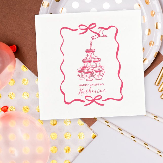 Guardanapo De Papel Hand Drawn Doodles Champagne Tower Birthday Party (Criador carregado)