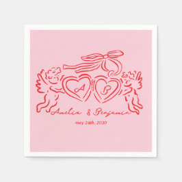 Guardanapo De Papel hand drawn heart couple whimsical wedding