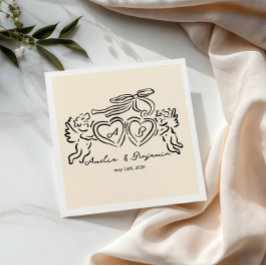 Guardanapo De Papel hand drawn heart couple whimsical wedding