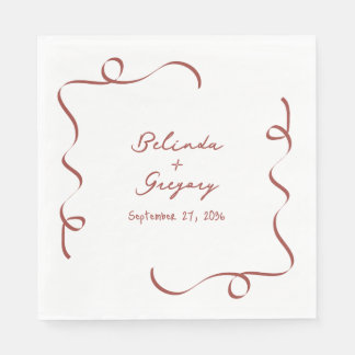 Guardanapo De Papel Hand Drawn Maroon Illustrations Doodles Wedding