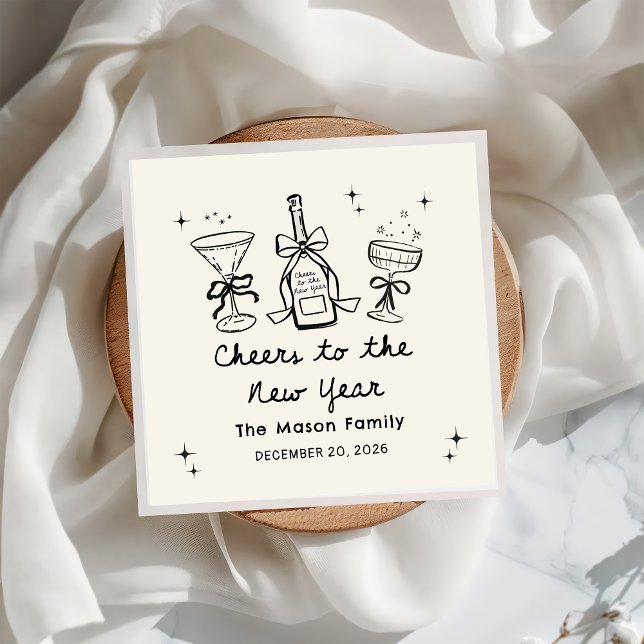 Guardanapo De Papel Hand Drawn New Year's Eve Party Napkins (Criador carregado)