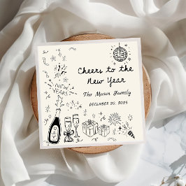 Guardanapo De Papel Hand Drawn New Year's Eve Party Napkins 