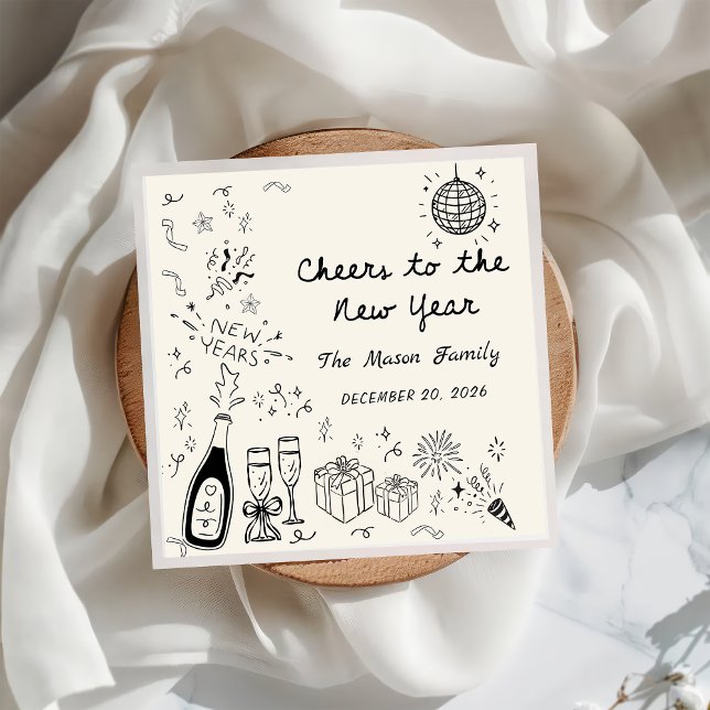 Guardanapo De Papel Hand Drawn New Year's Eve Party Napkins  (Criador carregado)