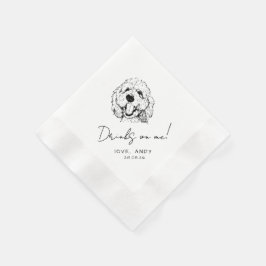 Guardanapo De Papel Hand Drawn Poodle Drinks on me Cocktail
