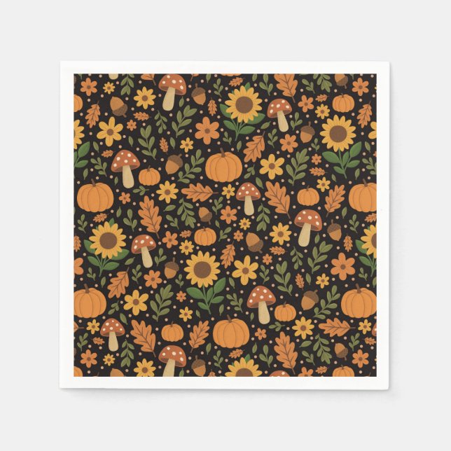 Guardanapo De Papel Hand Drawn Rustic Fall Pattern Napkins (Frente)