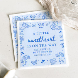 Guardanapo De Papel Hand Drawn Valentine Little Sweetheart Baby Shower