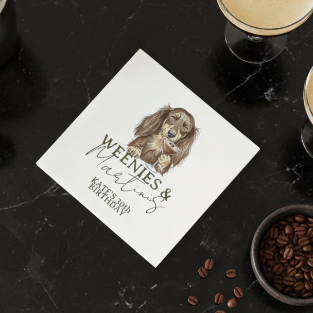 Guardanapo De Papel Hand Drawn Weenies and Martinis Dachshund (Hand Drawn Weenies and Martinis Dachshund Napkins)
