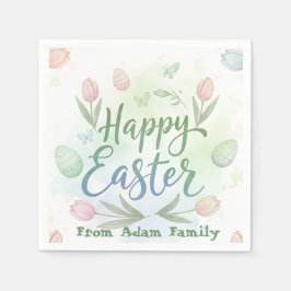 Guardanapo De Papel Hand-Lettered Happy Easter Watercolor