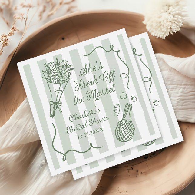 Guardanapo De Papel Handrawn Fresh Off the Market Bridal Shower (Criador carregado)