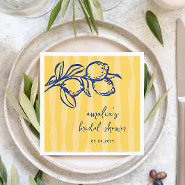 Guardanapo De Papel Handwritten Italian Lemon Stripes Bridal Shower