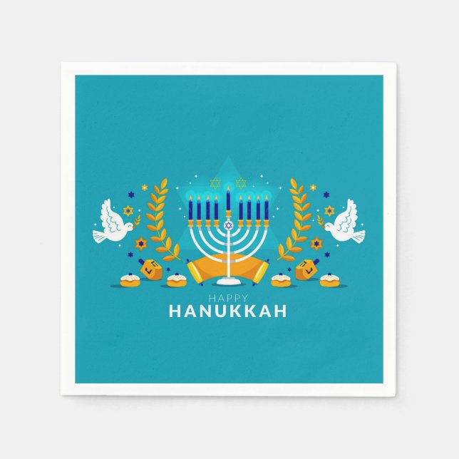 Guardanapo De Papel Hannukah menorah (Frente)