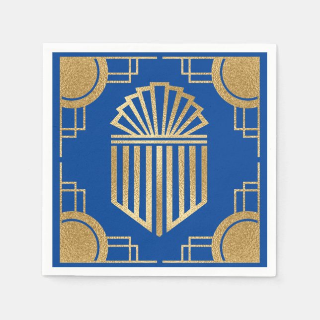 Guardanapo De Papel Hanukkah Art Deco Elegante Dreidel (Frente)