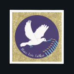 Guardanapo De Papel Hanukkah Dove Menorah Design<br><div class="desc">Hanukkah Dove Menorah desenhava guardanapos. Feliz Chanukah/Hanukkah! A cor de fundo pode ser alterada! Faça o seu próprio! Obrigados para parar e comprar! Muito apreciado! Feliz Chanukah/Hanukkah! Estilo: Coquetel Padrão Uma boa celebração é tanto sobre a apresentação quanto sobre a comida. Sirva a festa com guardanapos de papel personalizados que...</div>