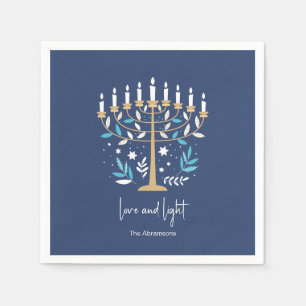 Guardanapo De Papel Hanukkah Love & Light Floral Menorah