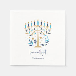 Guardanapo De Papel Hanukkah Love & Light Floral Menorah