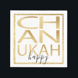 Guardanapo De Papel Hanukkah Napkin Personaliza Chanukah Happy Dourado<br><div class="desc">Papel "Chanukah Happy/Dourada Letters", guardanapos. Feliz Chanukah/Hanukkah! Elemento design: limite Dourado, forma quadrada branca, letras Douradas e texto podem ser movidos, redimensionados, excluídos e muito mais. Personalize o que lhe convém ou aproveite como está. A cor de fundo pode ser alterada. Obrigados para parar e comprar. Muito apreciado! Feliz Chanukah/Hanukkah!...</div>