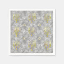 Hanukkah Napkin Personaliza "Menorahs Elegantes"