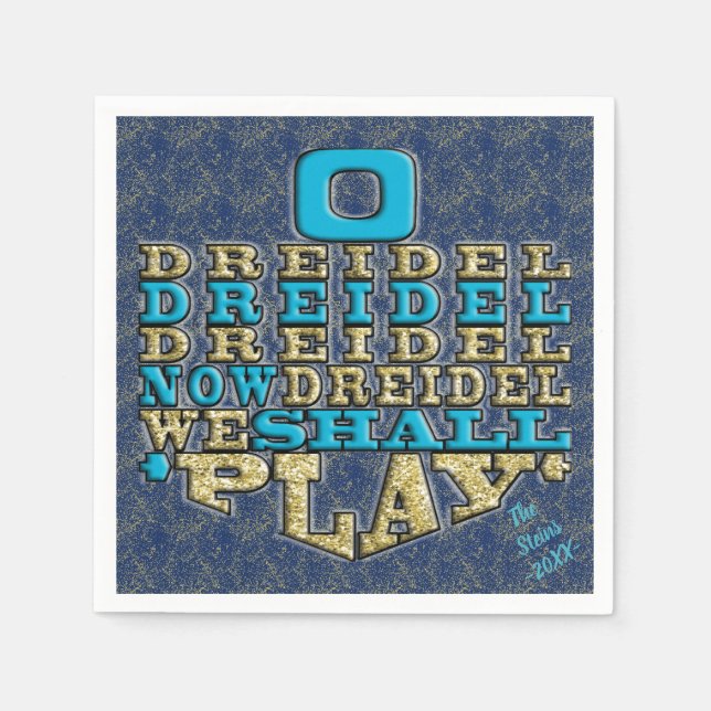 Guardanapo De Papel Hanukkah Napkins Personaliza "Dreidel Play" (Frente)