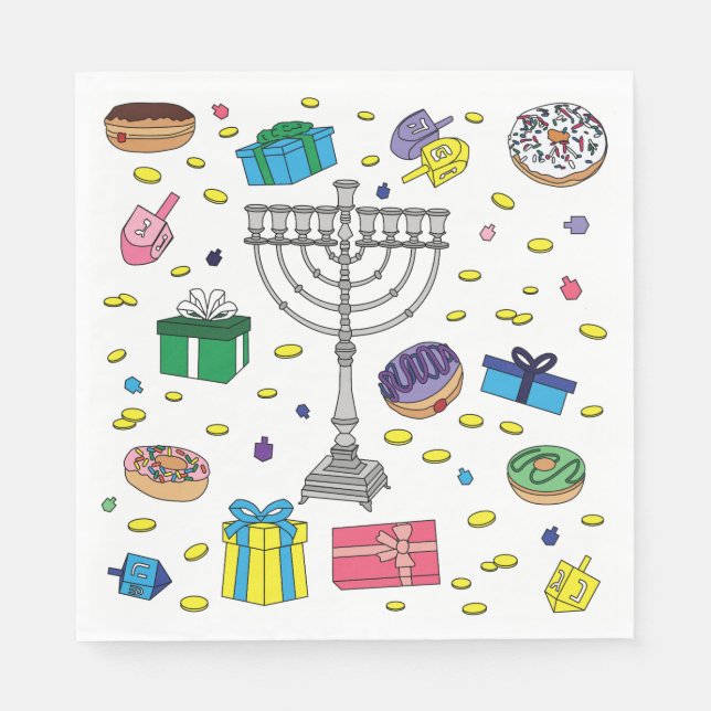 Guardanapo De Papel Hanukkah Pattern White (Frente)
