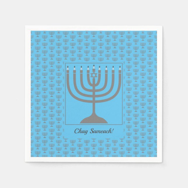 Guardanapo De Papel Hanukkah Personalizado | MENORÁ de Papel (Frente)