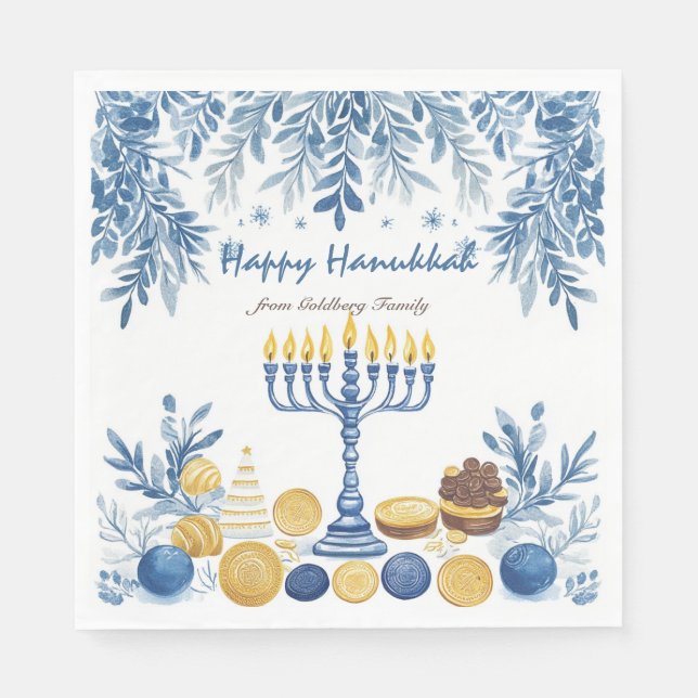 Guardanapo De Papel Hanukkah Radiance, aquarela (Frente)
