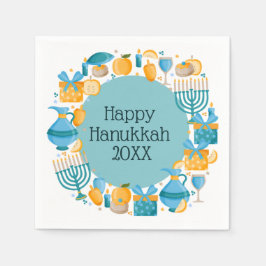 Guardanapo De Papel Hanukkah Wreath Blue