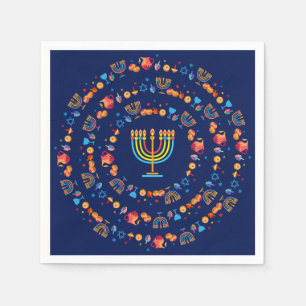 Guardanapo De Papel Hanukkiah Feliz Hanukkah Menorah dreidel judaico